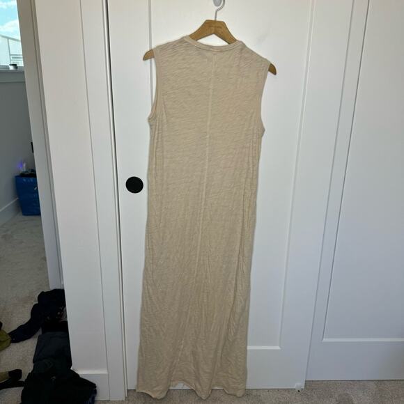 ATM Printed Slub Cotton Jersey Maxi Dress Cream Stripe Size Large - Picture 8 of 8